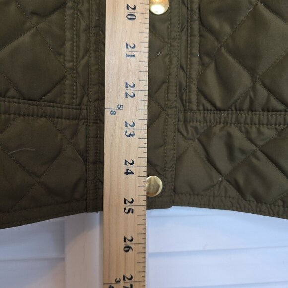 J.CREW Quilted Green Barn Jacket Corduroy Collar Gold Button Down Fill Women Med - Picture 14 of 15
